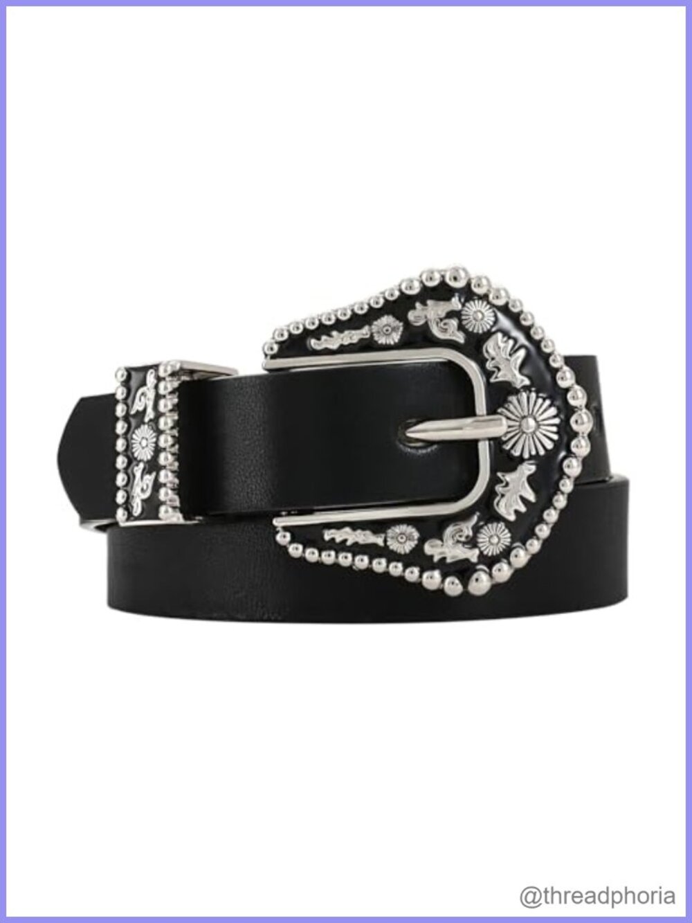 Synthetic Leather Western Buckle Belt for Jeans Pants